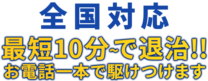 東京全域対応 最短10分～で退治!! お電話一本で駆けつけます